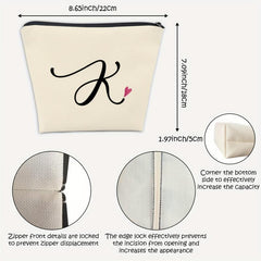 K Monogram Personalized Travel Makeup Bag Cosmetic Bag Zipper