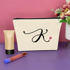 K Monogram Personalized Travel Makeup Bag Cosmetic Bag Zipper