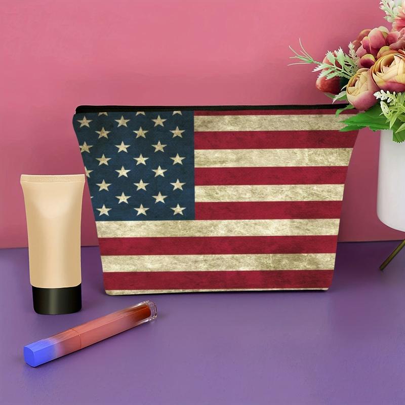 4th of July Patriotic Flag Print Makeup Bag Organizer
