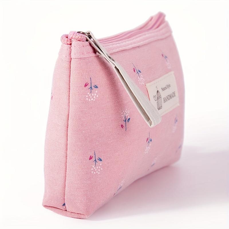 Floral Pattern Small Makeup Bag Toiletry Pouch Waterproof Cosmetic Bag