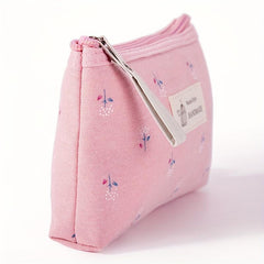 Floral Pattern Small Makeup Bag Toiletry Pouch Waterproof Cosmetic Bag
