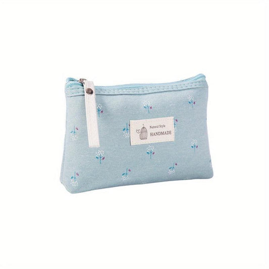 Floral Pattern Small Makeup Bag Toiletry Pouch Waterproof Cosmetic Bag