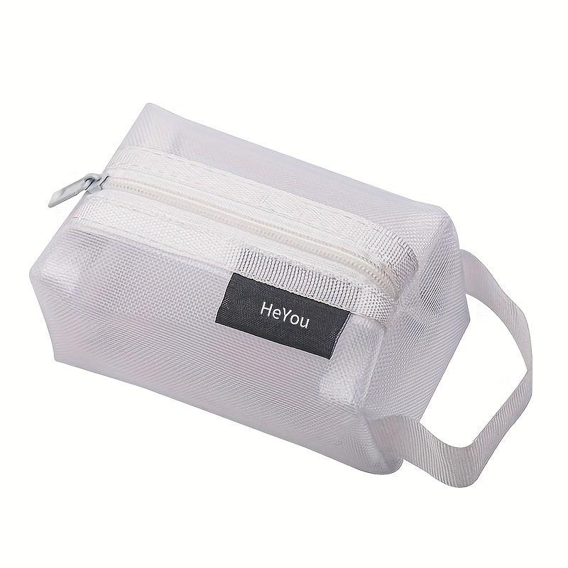 Clear Mesh Makeup Bag Roomy Toiletry Travel Organizer Zipper Handle