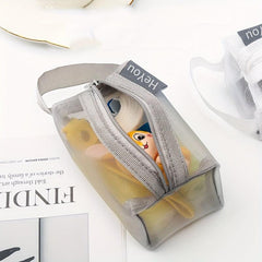 Clear Mesh Makeup Bag Roomy Toiletry Travel Organizer Zipper Handle