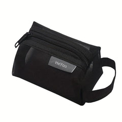 Clear Mesh Makeup Bag Roomy Toiletry Travel Organizer Zipper Handle