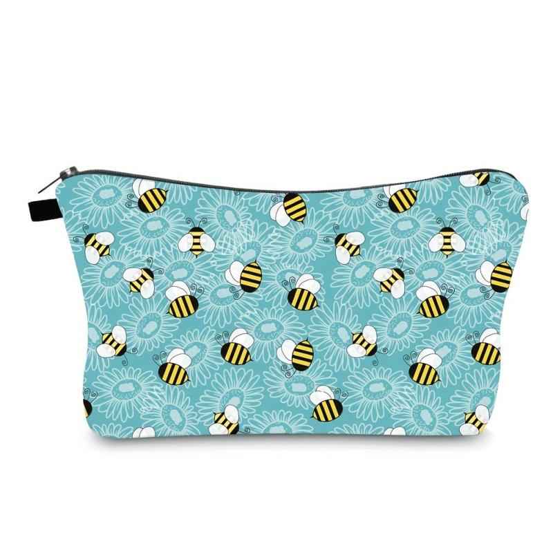 Women's Small Toiletry Bag Bee Design Makeup Pouch Travel Cosmetic Organizer