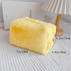 Fluffy Macaron Sweet Makeup Bag Large Capacity Soft Plush Wash Storage Bag