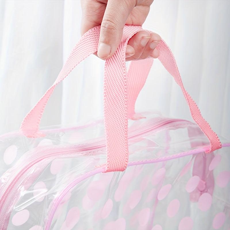 Polka Dots Toiletry Bag PVC Waterproof Portable Cosmetic Make Up Storage Bag
