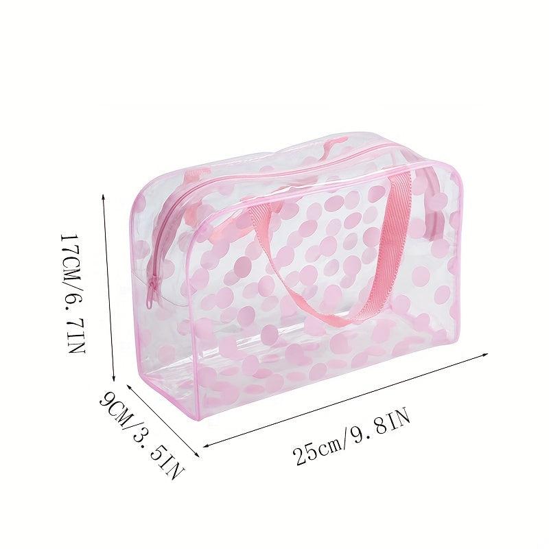 Polka Dots Toiletry Bag PVC Waterproof Portable Cosmetic Make Up Storage Bag