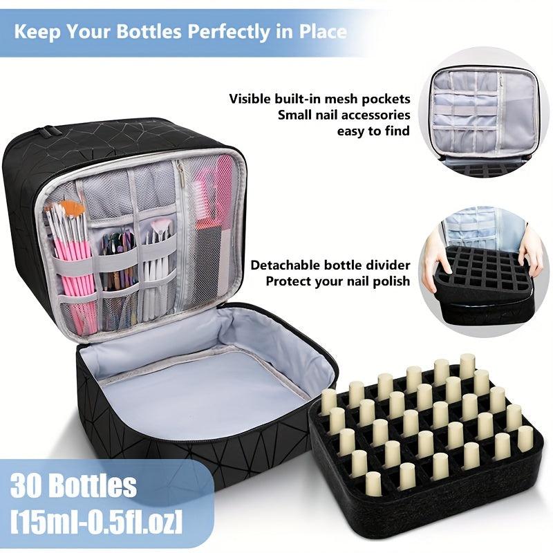 Portable Nail Polish Suitcase Holds 30 Bottles Nail Polish Travel Storage Bag