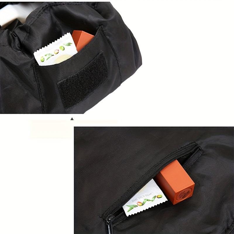 Drawstring Makeup Bag Magic Cosmetic Pouch Lay Flat Travel Organizer Pouch