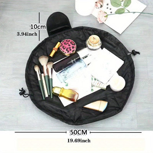 Drawstring Makeup Bag Magic Cosmetic Pouch Lay Flat Travel Organizer Pouch