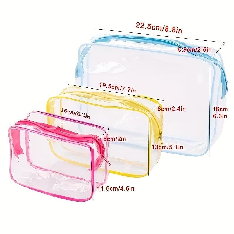 3pcs Clear Travel Bags For Toiletries Waterproof Cosmetic Makeup Bags