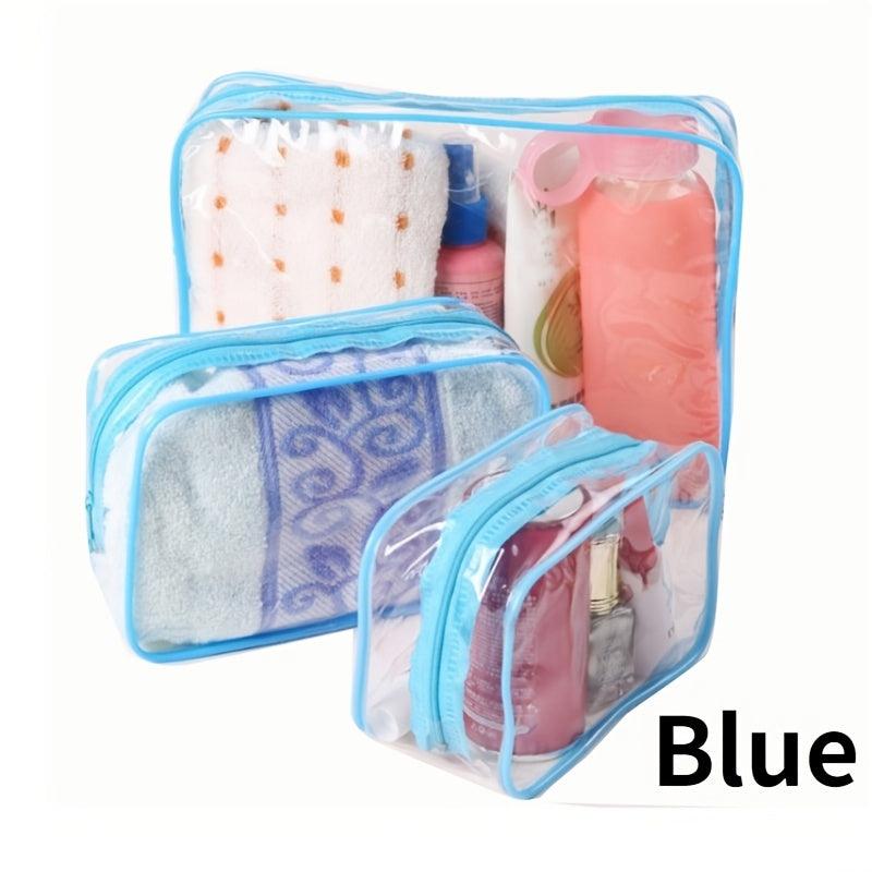 3pcs Clear Travel Bags For Toiletries Waterproof Cosmetic Makeup Bags