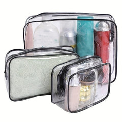 3pcs Clear Travel Bags For Toiletries Waterproof Cosmetic Makeup Bags