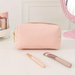 Pink Cosmetic Bag Women Makeup PU Travel Toiletry Zipper Storage Pouch