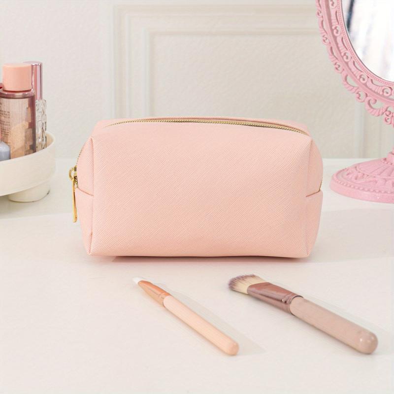 Pink Cosmetic Bag Women Makeup PU Travel Toiletry Zipper Storage Pouch