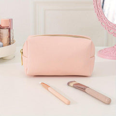 Pink Cosmetic Bag Women Makeup PU Travel Toiletry Zipper Storage Pouch