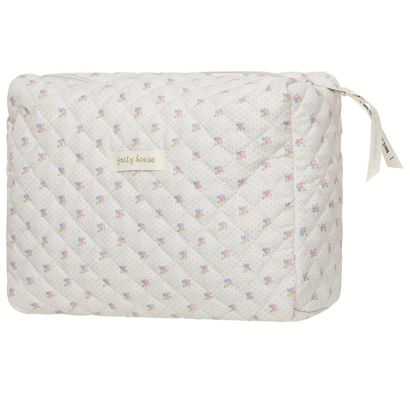 Quilted Floral Toiletry Bag Large Travel Organizer For Women