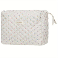 Quilted Floral Toiletry Bag Large Travel Organizer For Women