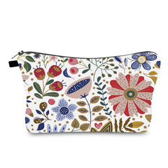 Wild Grasses & Flowers Cosmetic Bag Small Roomy Zipper Makeup Pouch