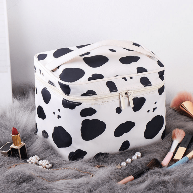 Cow Pattern Makeup Bag Organizer Water Resistant Large Travel Toiletry Bag