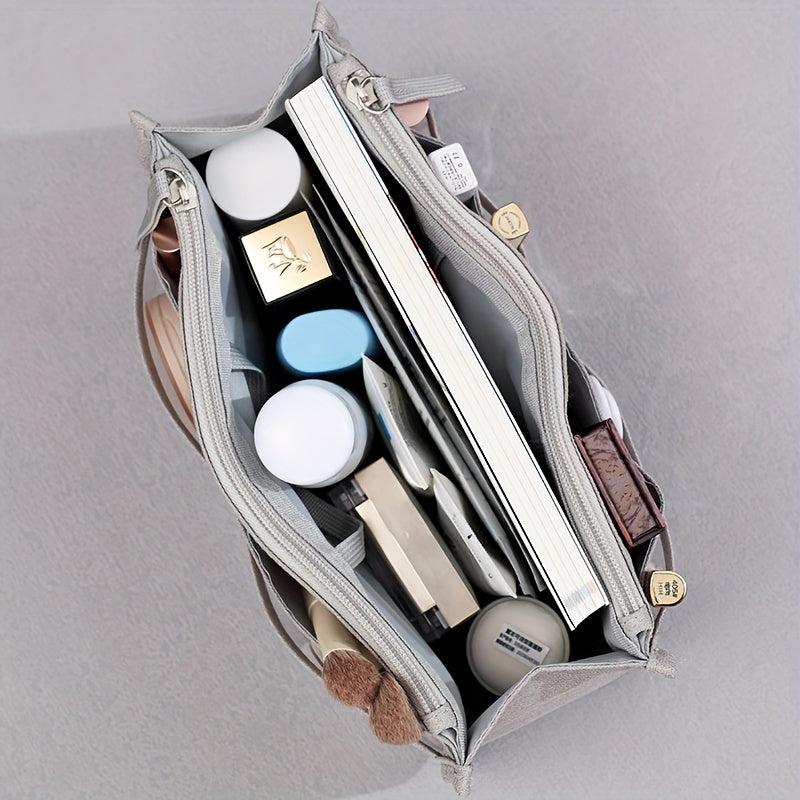 Gray Organizer Insert For Purse Handbag Tote Bag In Bag Inside Shaper Divider