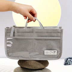 Gray Organizer Insert For Purse Handbag Tote Bag In Bag Inside Shaper Divider