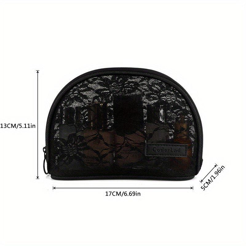 Floral Mesh Makeup Bag Women Breathable Zipper Pouch Toiletry Travel Organizer