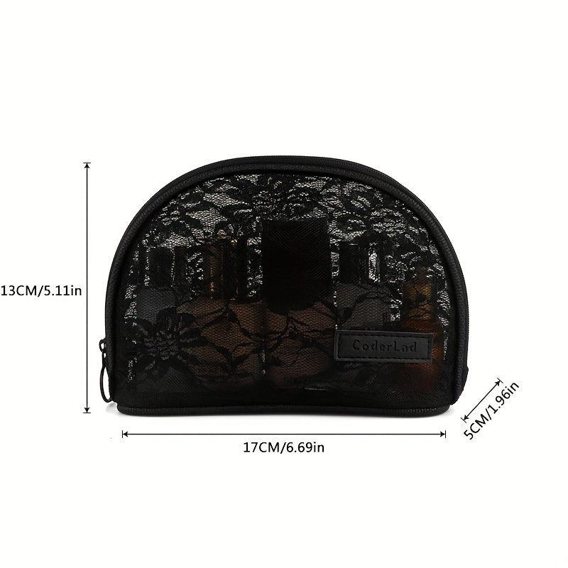Floral Mesh Makeup Bag Women Breathable Zipper Pouch Toiletry Travel Organizer