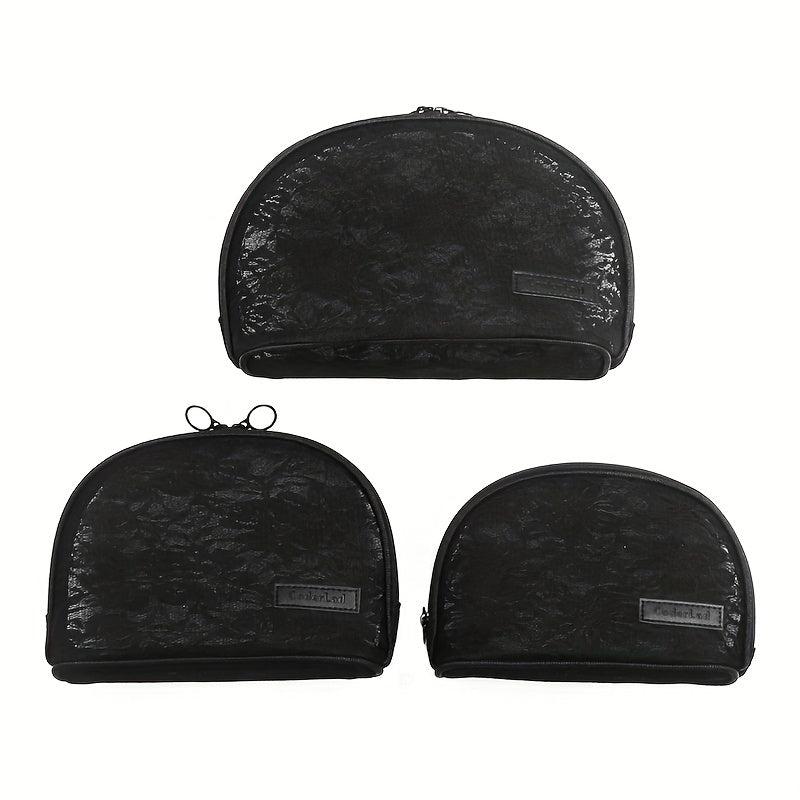 Floral Mesh Makeup Bag Women Breathable Zipper Pouch Toiletry Travel Organizer