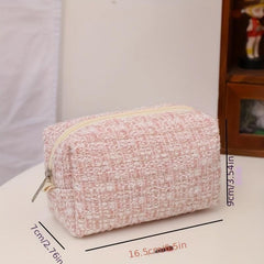 Checkered Makeup Bag Cosmetic Pouch Brushes Storage Travel Toiletry Organizer