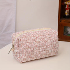 Checkered Makeup Bag Cosmetic Pouch Brushes Storage Travel Toiletry Organizer