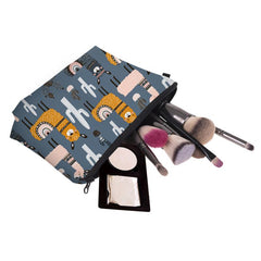 Alpaca Cactus Print Cosmetic Bag for Women - Makeup Bag Travel Toiletry Bag