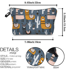 Alpaca Cactus Print Cosmetic Bag for Women - Makeup Bag Travel Toiletry Bag