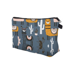 Alpaca Cactus Print Cosmetic Bag for Women - Makeup Bag Travel Toiletry Bag