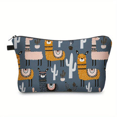 Alpaca Cactus Print Cosmetic Bag for Women - Makeup Bag Travel Toiletry Bag