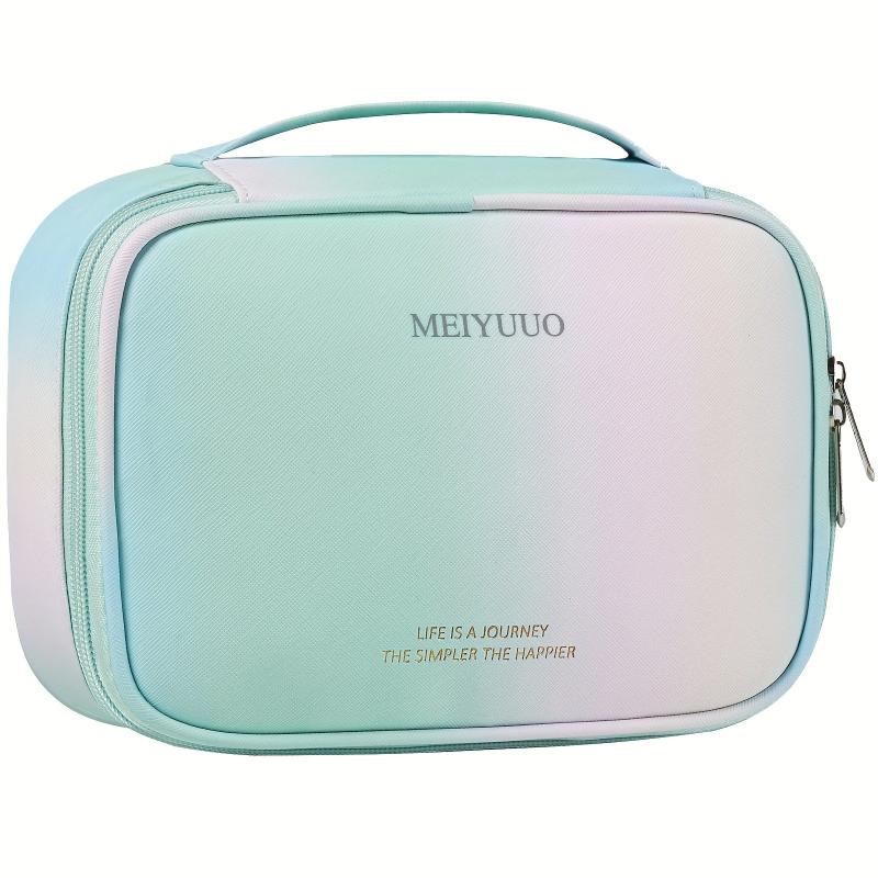 Large Capacity Gradient Makeup Bag with Brush Holder and Handle
