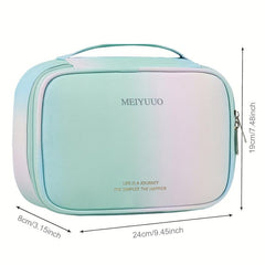 Large Capacity Gradient Makeup Bag with Brush Holder and Handle