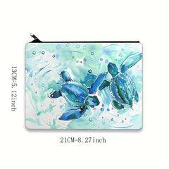 Turtles Pattern Zipper Bag Birthday Gift For Her Portable Cosmetic Bag