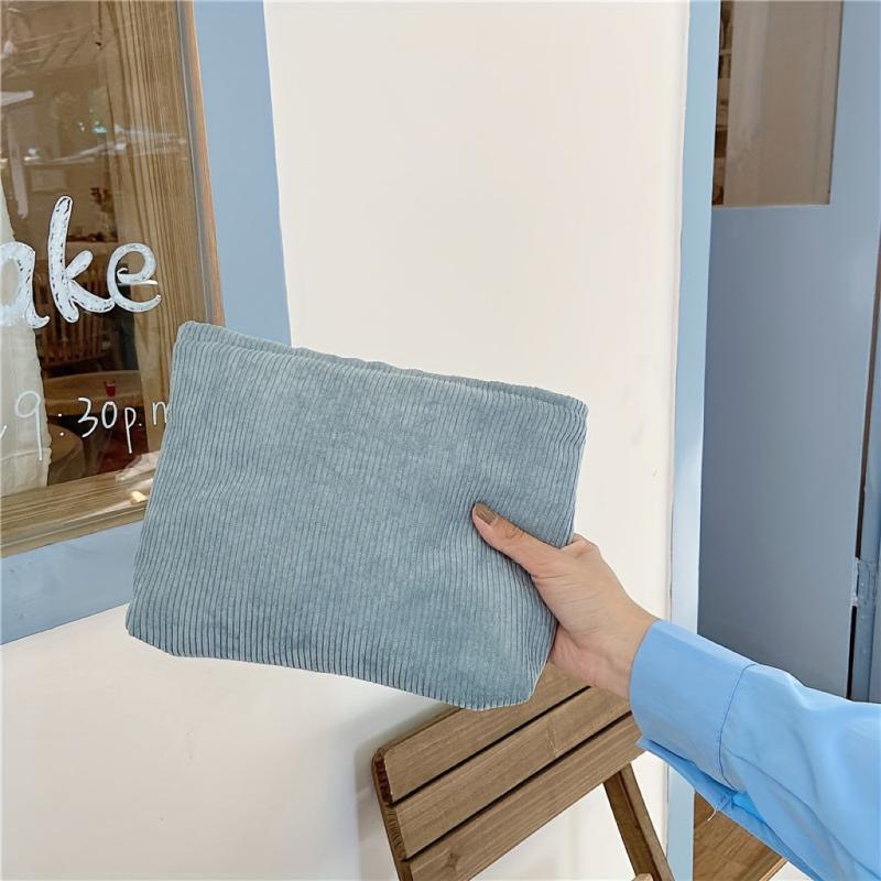 Solid Corduroy Makeup Bag for Traveling