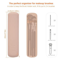 Silicone Makeup Brush Holder with Magnetic Snaps - Travel Case Bag