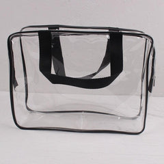2Pcs Clear Makeup Organizer Bag Portable Plastic Tote Bags Handle Waterproof