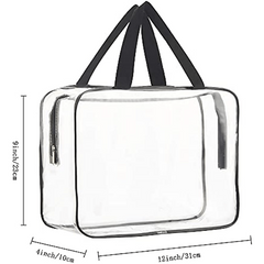 2Pcs Clear Makeup Organizer Bag Portable Plastic Tote Bags Handle Waterproof