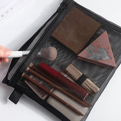 Mesh Pouch Make Up Bag Cosmetic Organizer Pouch Zipper Daily Travel