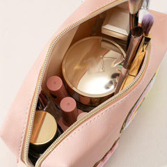 Cute Pink Makeup Bag for Travel Waterproof and Smiling Face Zipper