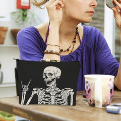 Skull Skeleton Printed Cosmetic Bag Organizer Pouch Halloween