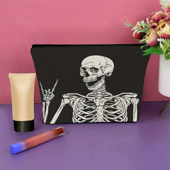 Skull Skeleton Printed Cosmetic Bag Organizer Pouch Halloween
