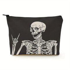 Skull Skeleton Printed Cosmetic Bag Organizer Pouch Halloween