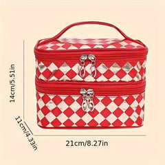 Leopard Print Double Layer Makeup Bag Waterproof Large Capacity Storage Bag